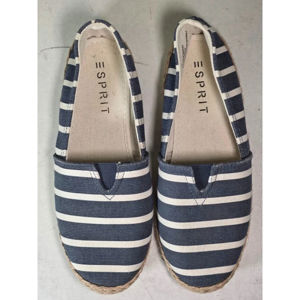 Esprit Ellery Women's Espadrille Size 7 M Navy White Slip On Moccasin Shoes‎